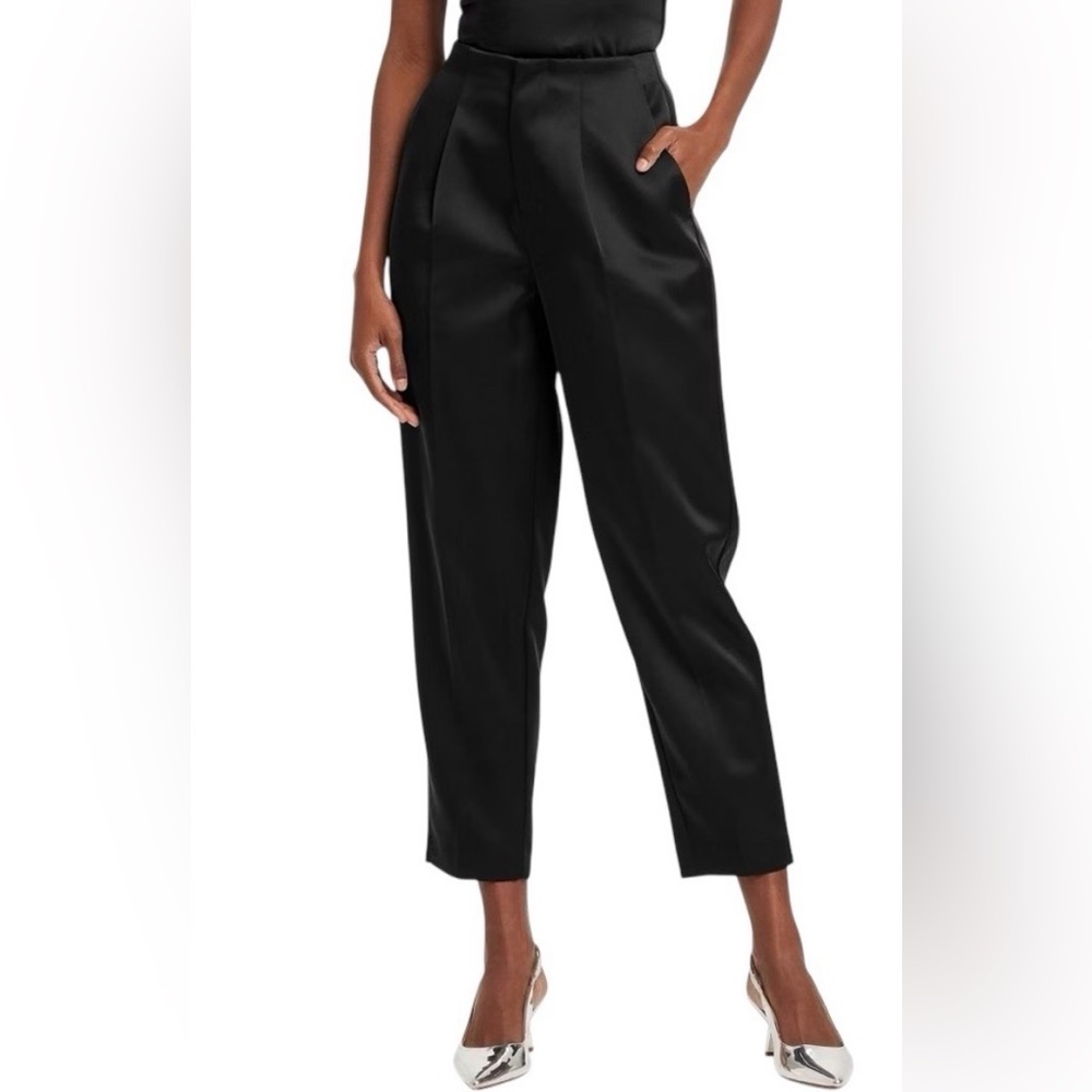 A New Day Women's Super-High Rise Tapered Ankle Satin Trousers / Dress Pant